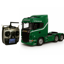 Carregar imagem no visualizador da galeria, Miniatura Realista de Controle Remoto Caminhão Scania S540 6X4 + Carreta de Brinde (QUEIMA DE ESTOQUE)