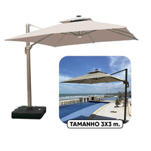 Carregar imagem no visualizador da galeria, Ombrelone Guarda Sol Gold Led Alumínio 3,0 x 3,0 C/ Base em 100 L