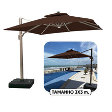 Carregar imagem no visualizador da galeria, Ombrelone Guarda Sol Gold Led Alumínio 3,0 x 3,0 C/ Base em 100 L