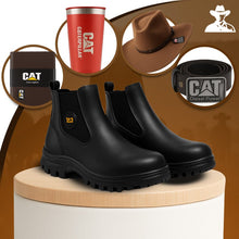 Carregar imagem no visualizador da galeria, Kit Bota Masculina Adventure em Couro Legítimo e Palmilha Ortopédica +BRINDES: Chapéu, Cinto, Carteira e Copo
