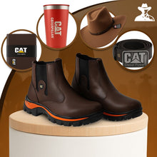 Carregar imagem no visualizador da galeria, Kit Bota Masculina Adventure em Couro Legítimo e Palmilha Ortopédica +BRINDES: Chapéu, Cinto, Carteira e Copo
