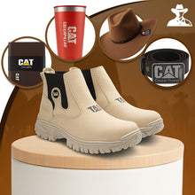 Carregar imagem no visualizador da galeria, Kit Bota Masculina Adventure em Couro Legítimo e Palmilha Ortopédica +BRINDES: Chapéu, Cinto, Carteira e Copo
