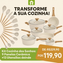 Carregar imagem no visualizador da galeria, Kit Cozinha dos Sonhos: 9 Panelas Ceramica + 13 Utensílios de Brinde
